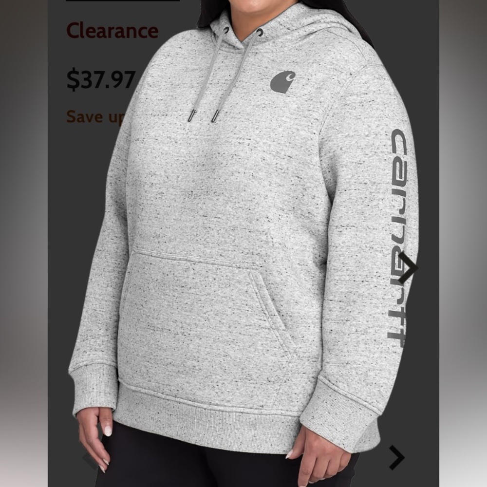 Carhartt Ladie’s Clarksburg Sleeve Logo Long-Sleeve Hooded Sweatshirt.